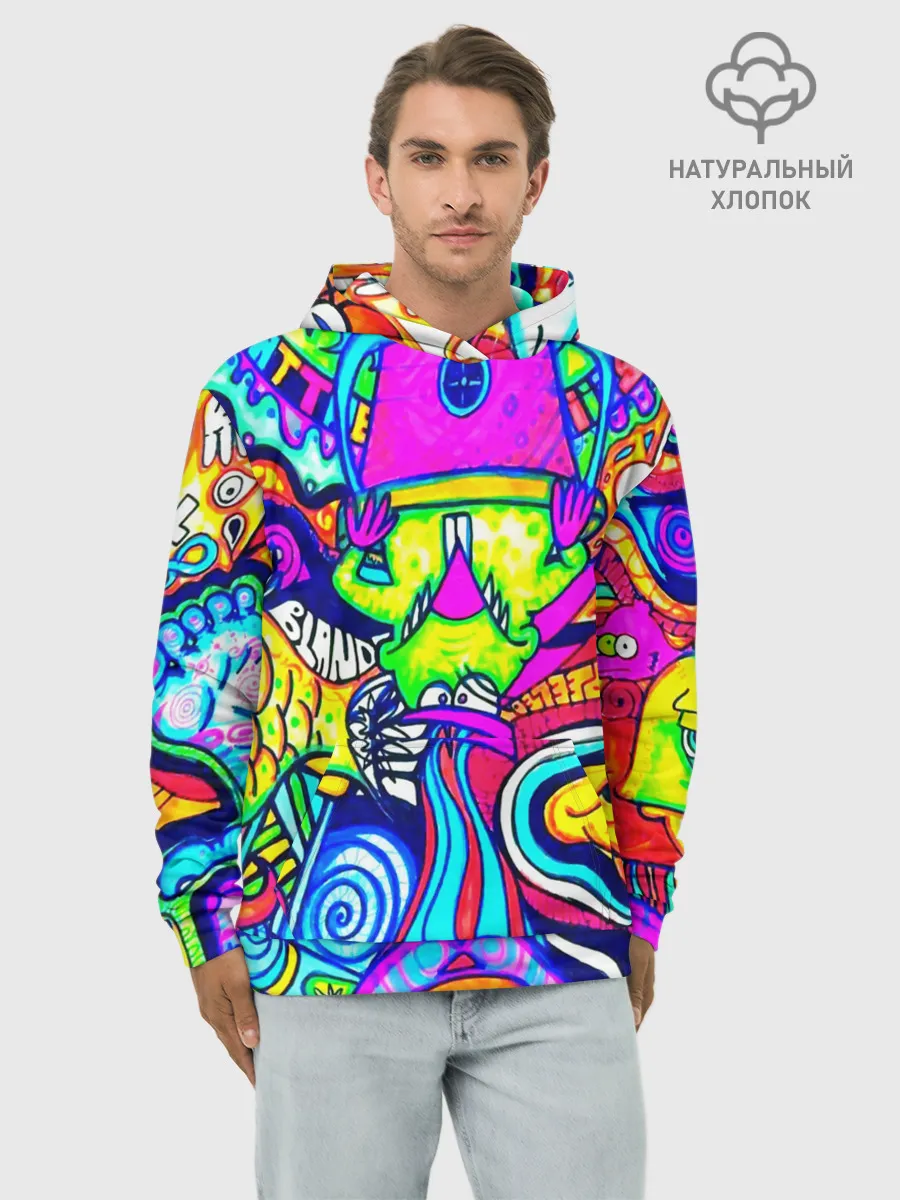Худи мужской база хлопок / КИСЛОТНЫЕ РИСУНОК