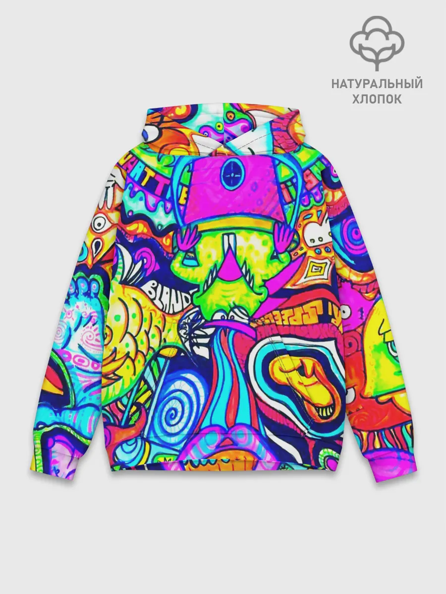 Худи мужской база хлопок / КИСЛОТНЫЕ РИСУНОК