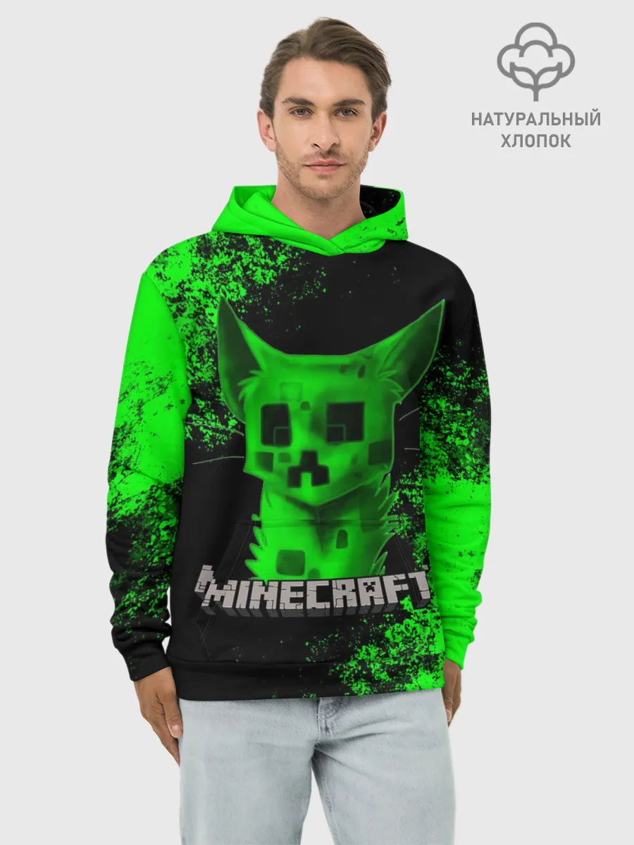 Худи мужской база хлопок / MINECRAFT CAT