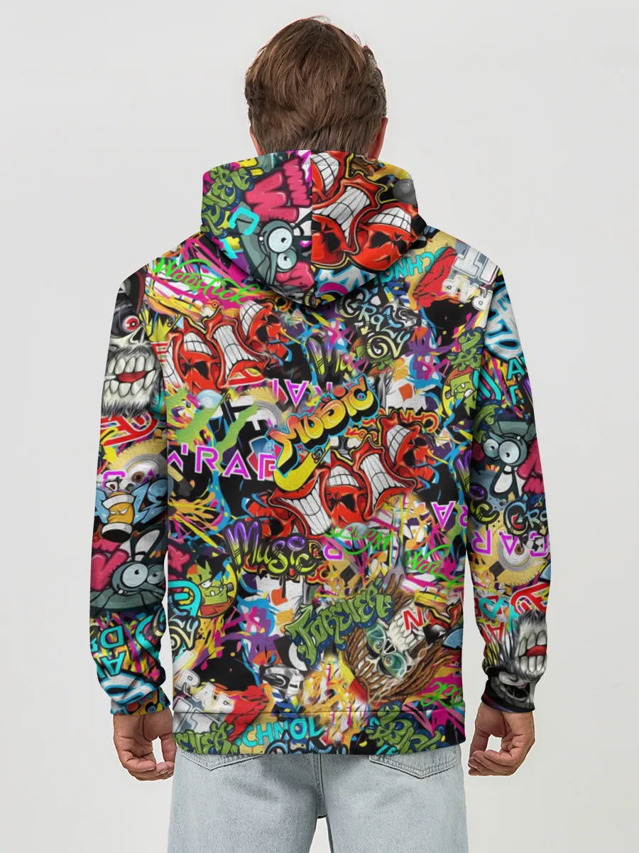 Худи мужской база хлопок / Граффити. Крейзи мьюзик