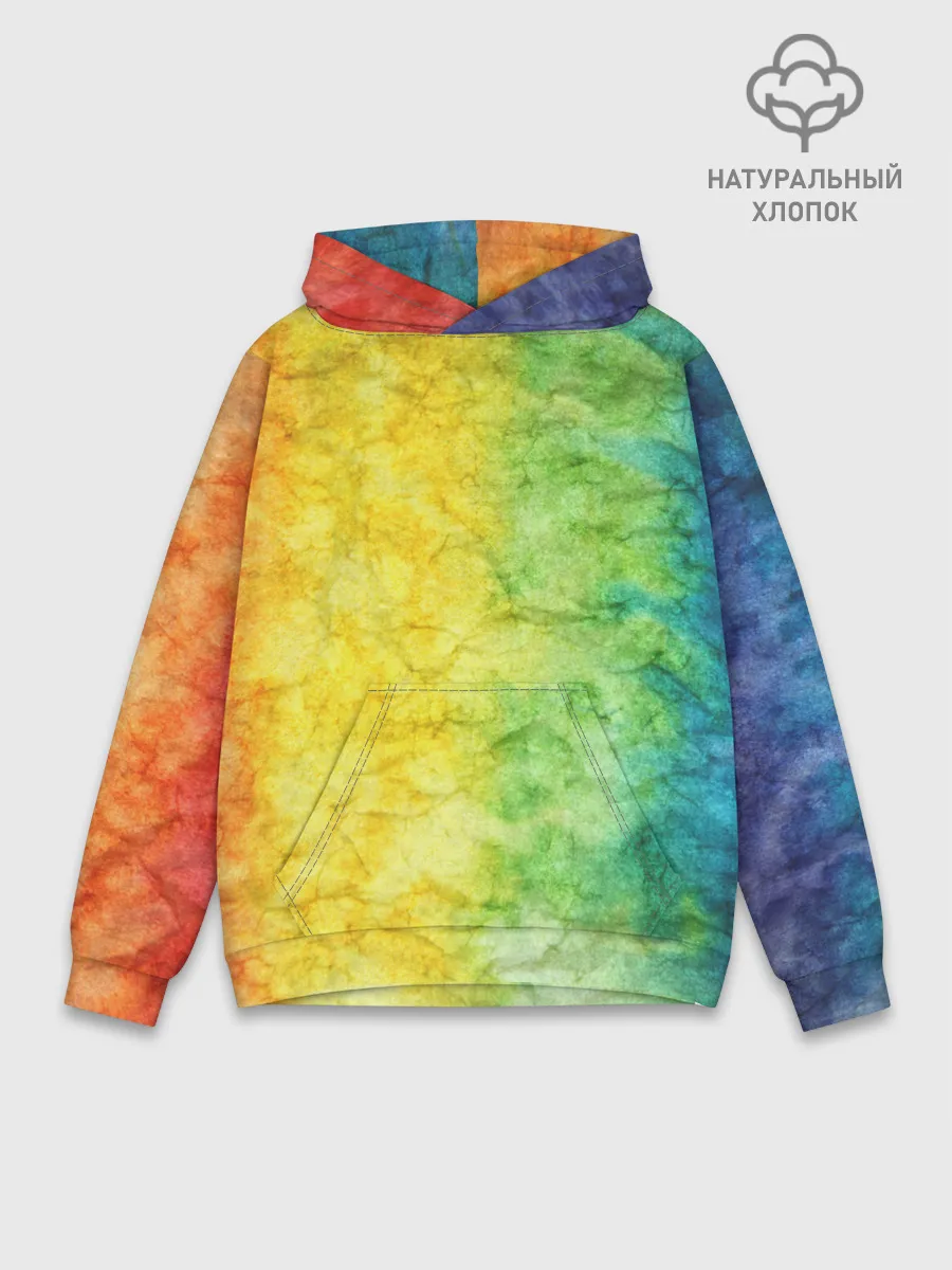 Худи мужской база хлопок / разноцветный акварель градиент