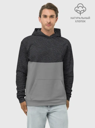 Худи мужской база хлопок / текстура черная кожа рельеф
