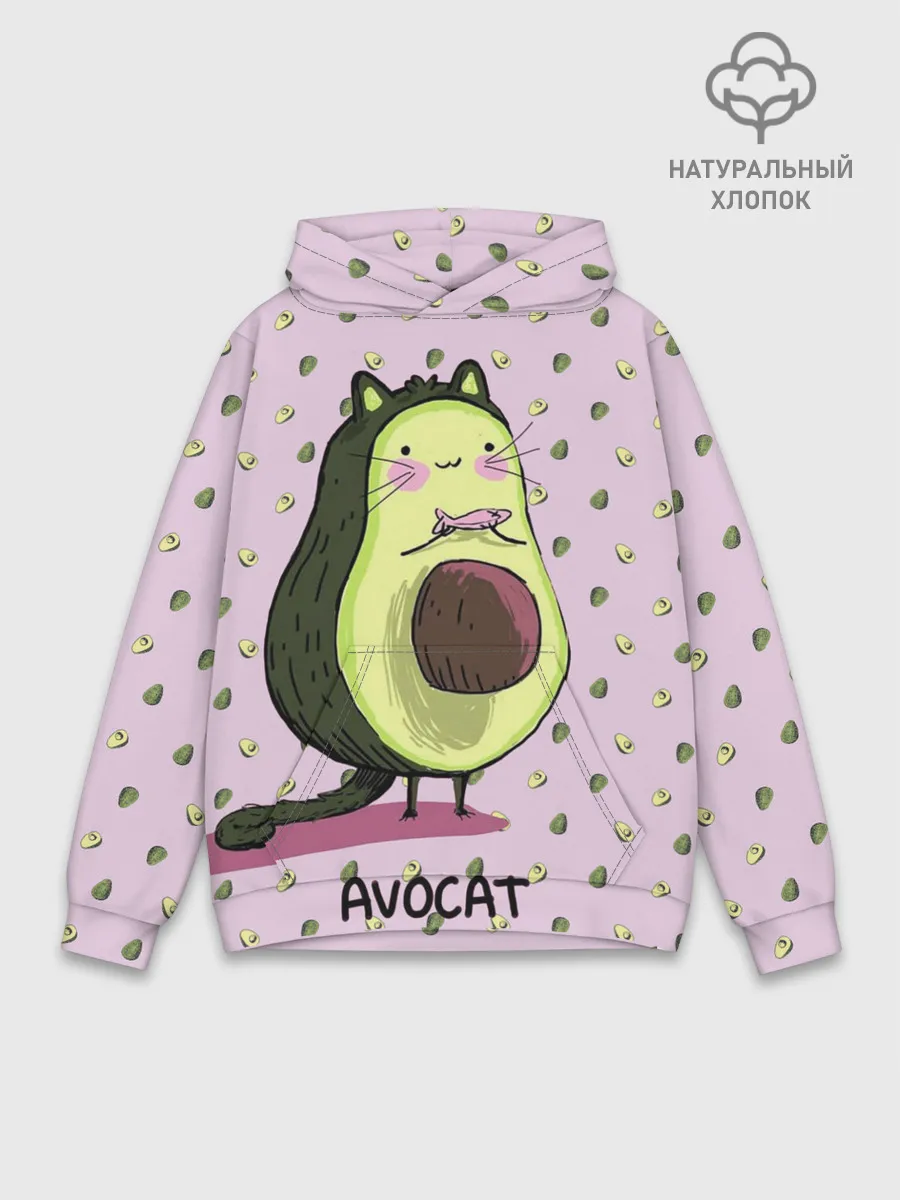 Худи мужской база хлопок / Авокадо Кот