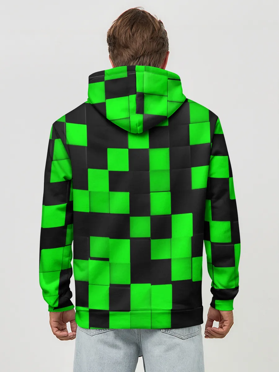 Худи мужской база хлопок / ЗЕЛЕНЫЕ КУБИКИ