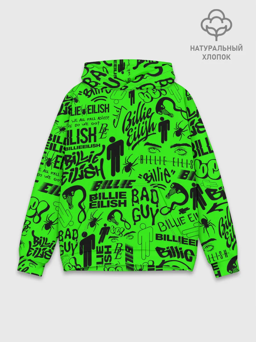 Худи мужской база хлопок / BILLIE EILISH | БИЛЛИ АЙЛИШ LOGOBOMBING