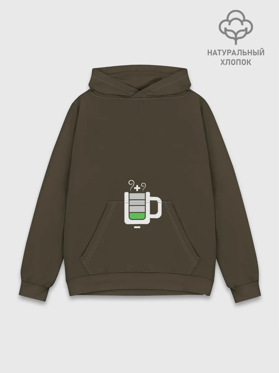 Худи мужской база хлопок / Батарейка заряд чашка кофе