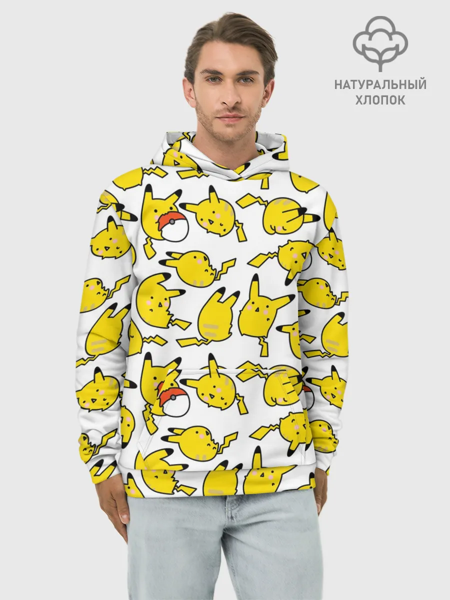 Худи мужской база хлопок / Пикачу