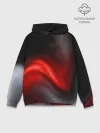 Худи мужской база хлопок / BLACK RED WAVES | АБСТРАКЦИЯ