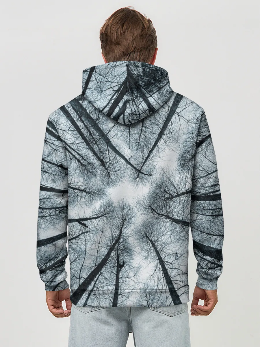 Худи мужской база хлопок / Деревья вид снизу мрачный