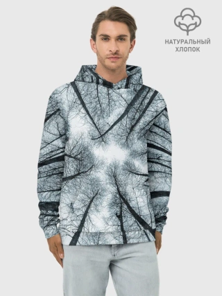 Худи мужской база хлопок / Деревья вид снизу мрачный