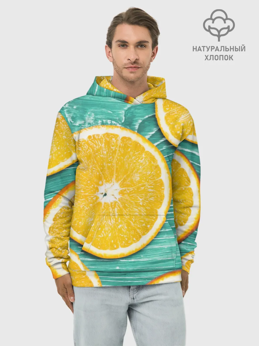 Худи мужской база хлопок / Апельсины