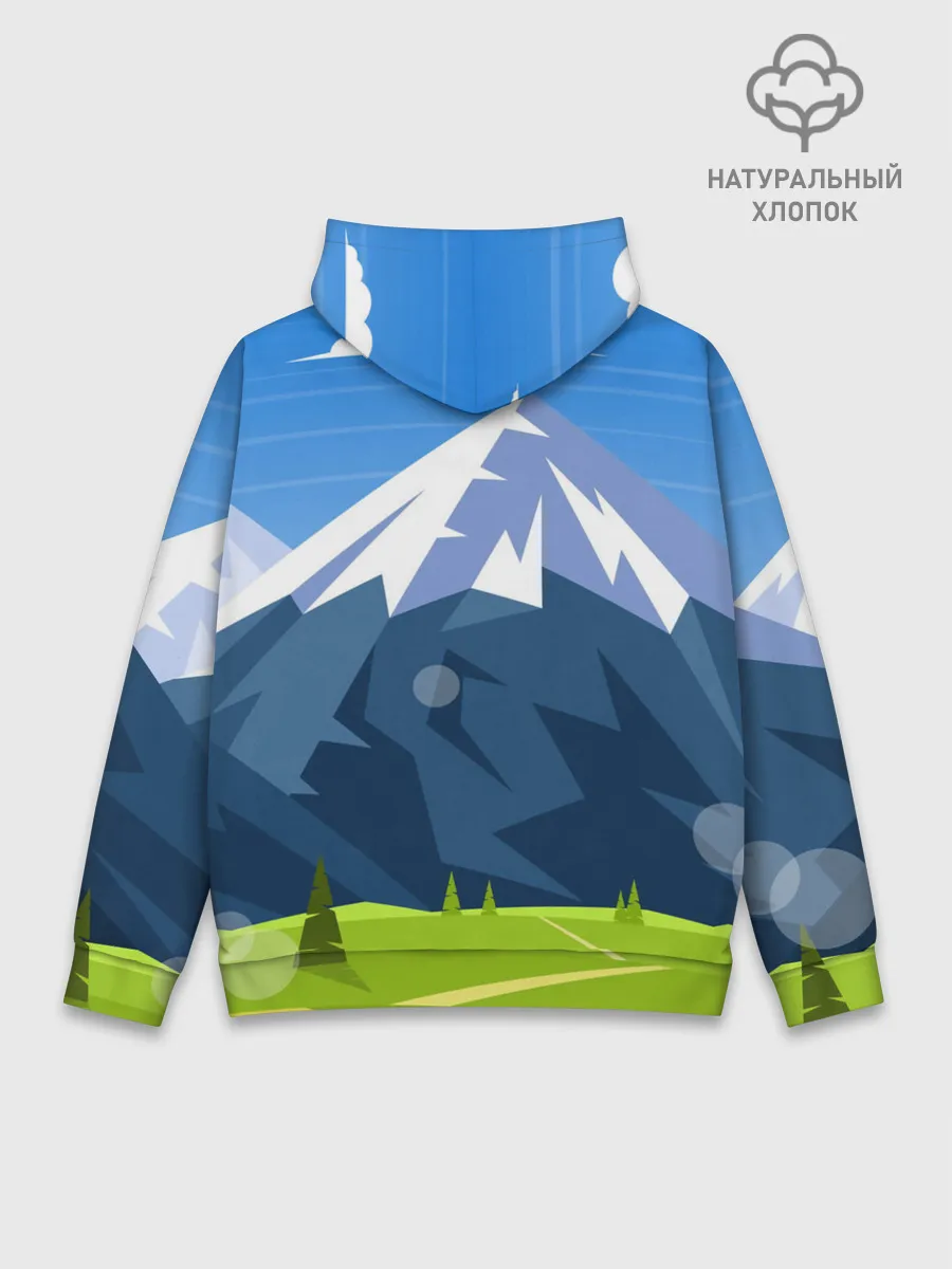 Худи мужской база хлопок / Горы пейзаж природа вектор