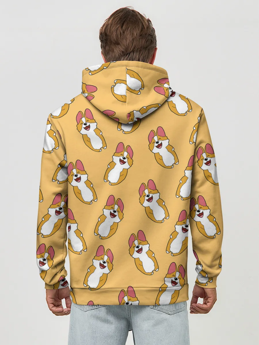 Худи мужской база хлопок / Радость Корги паттерн