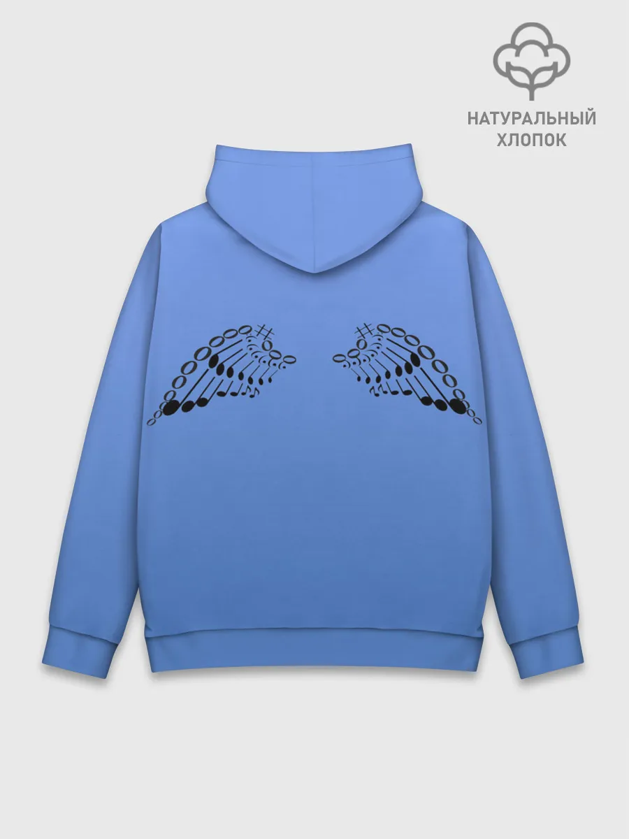 Худи мужской база хлопок / Скрипичный ключ и крылья ноты