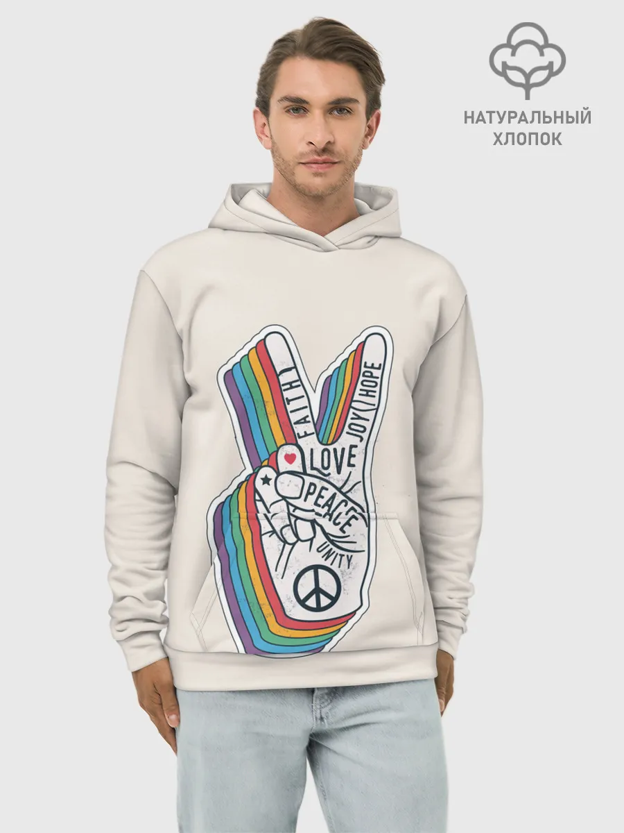 Худи мужской база хлопок / PEACE and LOVE | МИР и ЛЮБОВЬ