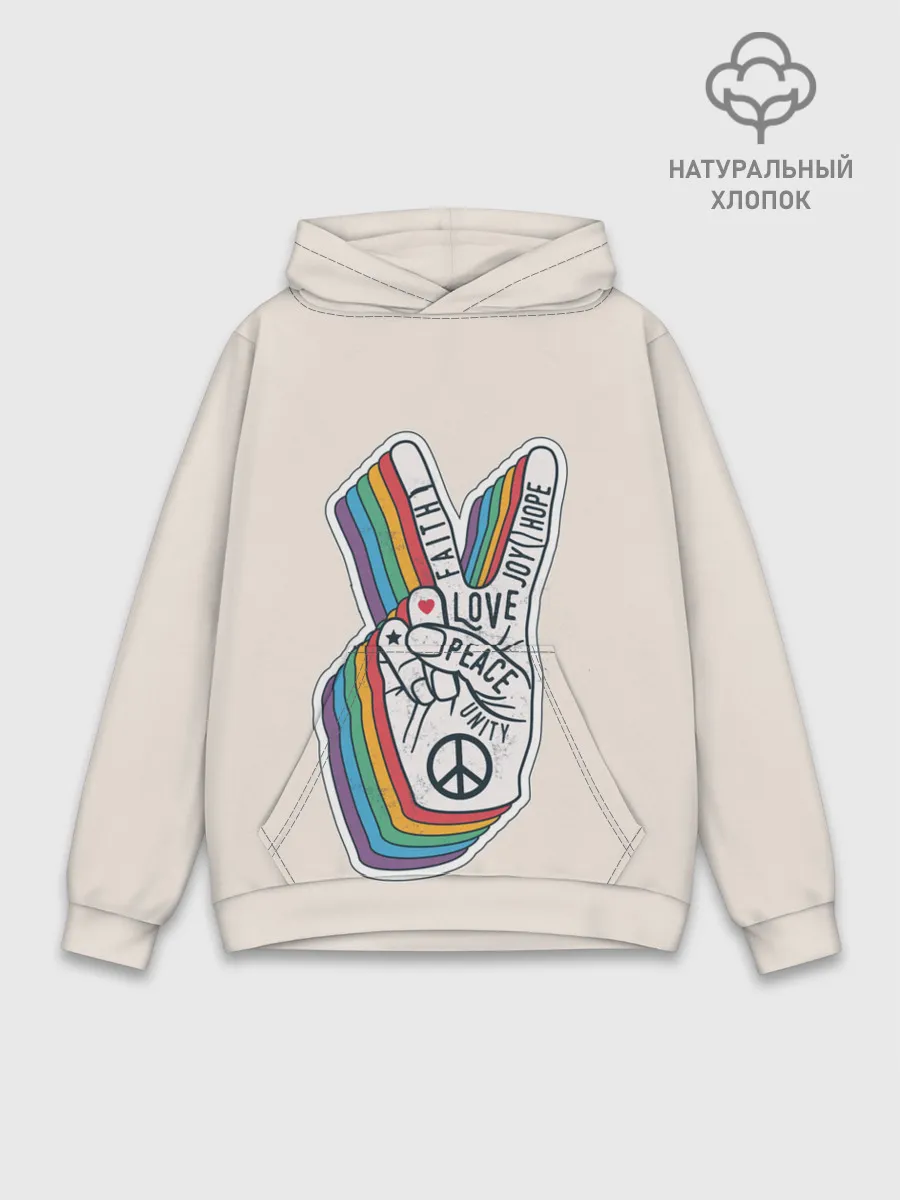 Худи мужской база хлопок / PEACE and LOVE | МИР и ЛЮБОВЬ