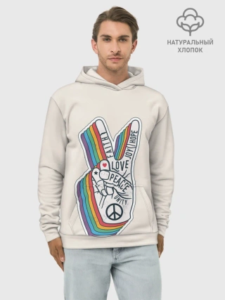 Худи мужской база хлопок / PEACE and LOVE | МИР и ЛЮБОВЬ