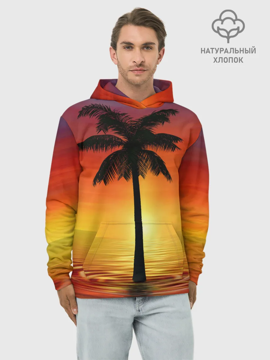 Худи мужской база хлопок / ТРОПИЧЕСКИЕ ПАЛЬМЫ.