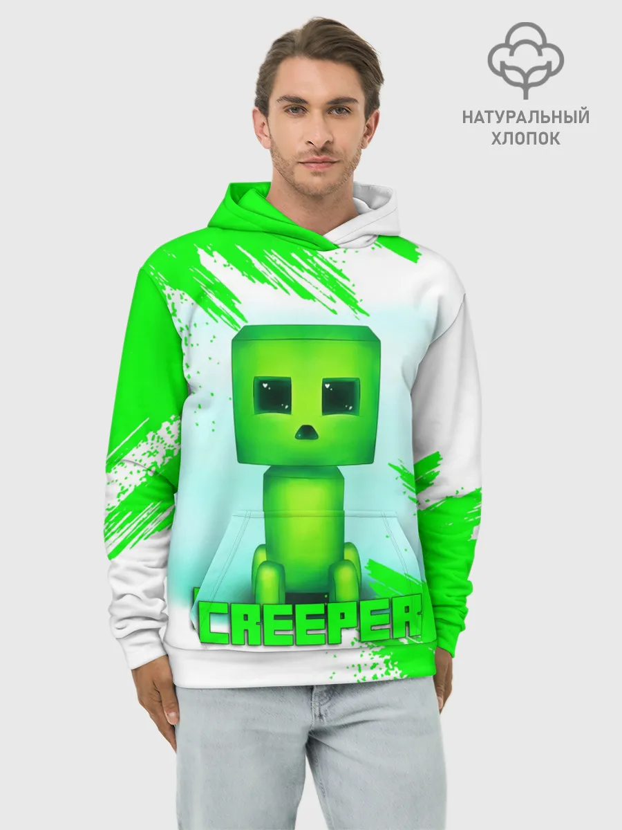 Худи мужской база хлопок / MINECRAFT CREEPER