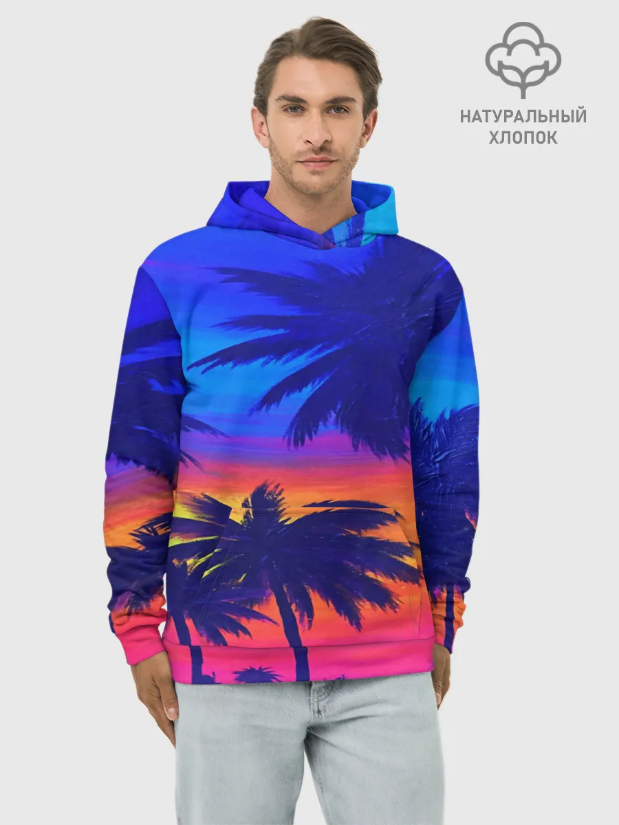 Худи мужской база хлопок / ТРОПИКИ НЕОН