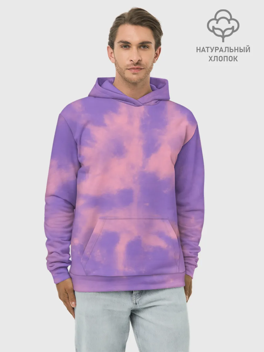 Худи мужской база хлопок / Фиолетовый ТАЙ ДАЙ