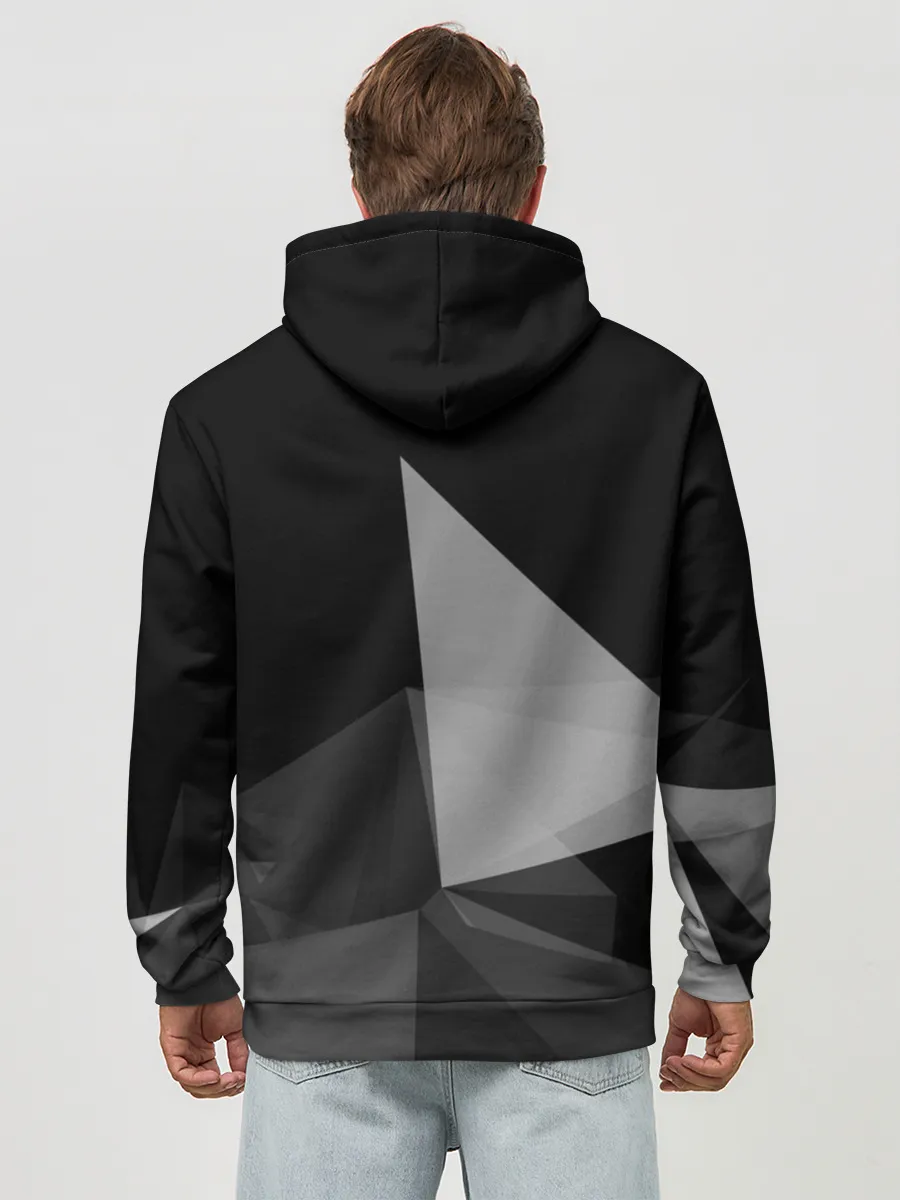 Худи мужской база хлопок / Camo - Black & White