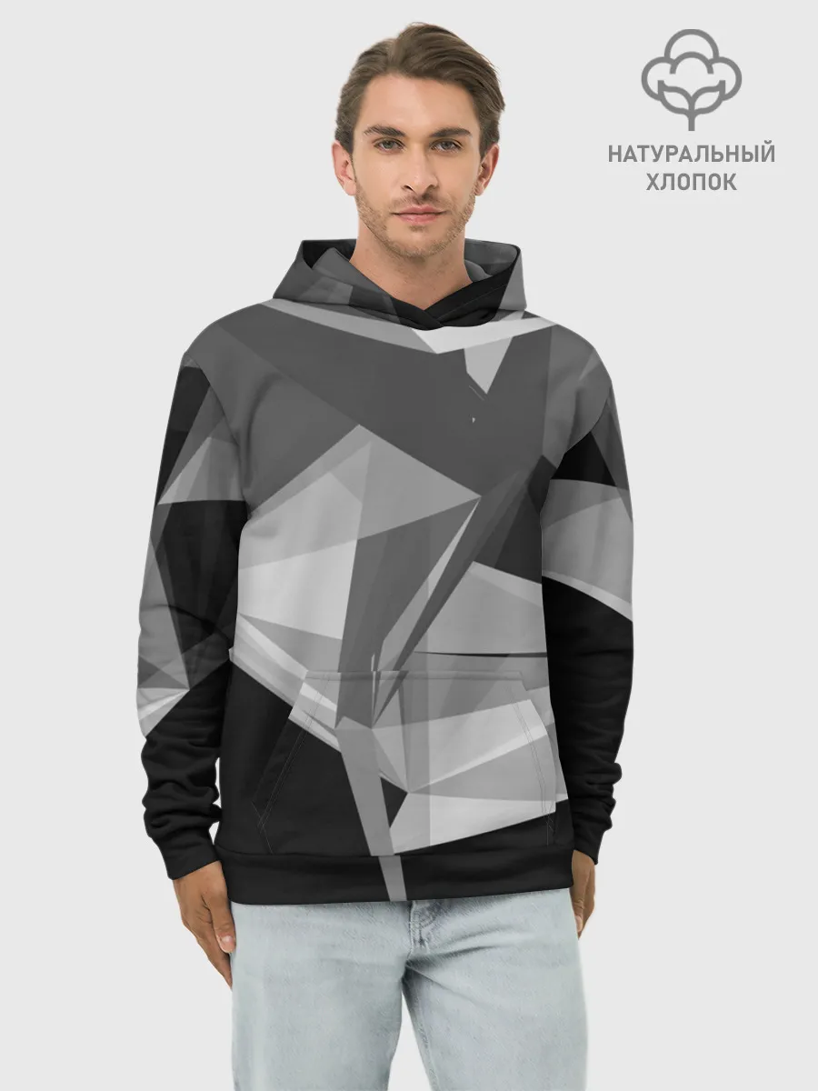 Худи мужской база хлопок / Camo - Black & White