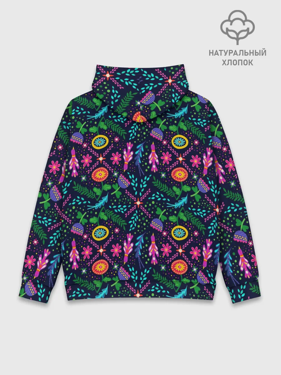 Худи мужской база хлопок / Орнамент Forest