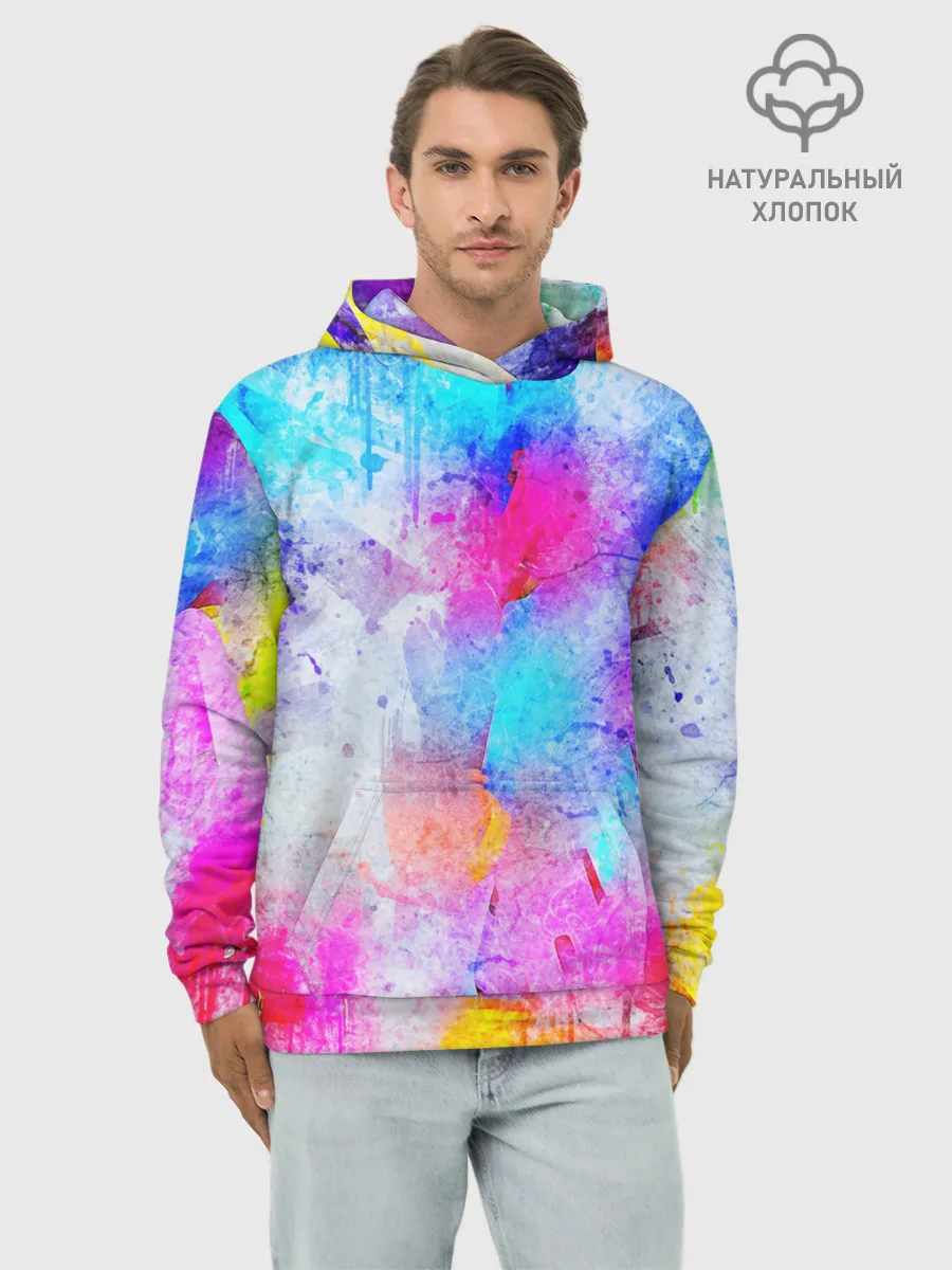 Худи мужской база хлопок / НЕОНОВЫЕ ПОТЕРТОСТИ