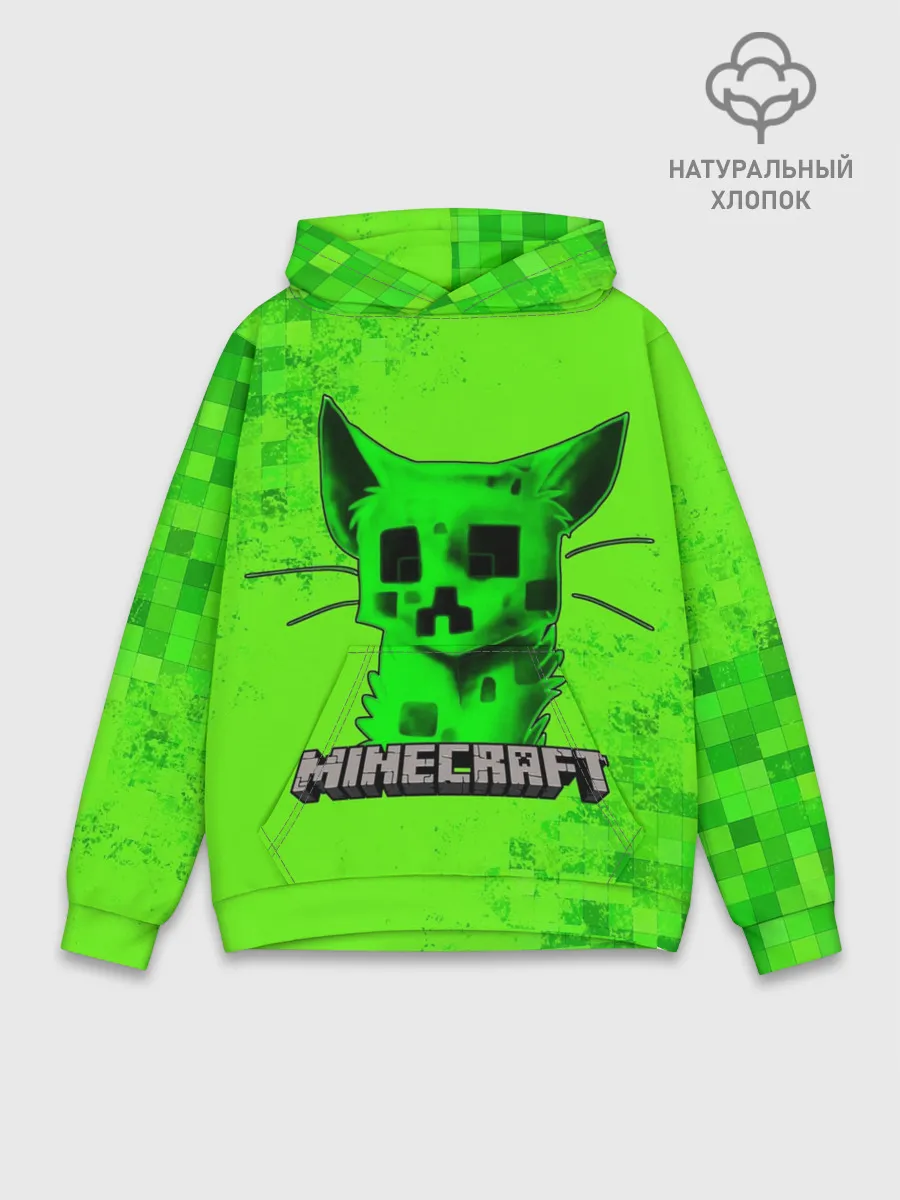 Худи мужской база хлопок / MINECRAFT CREEPER CAT