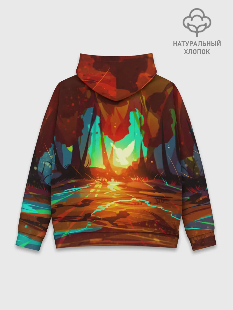 Худи мужской база хлопок / Птица света в волшебном лесу