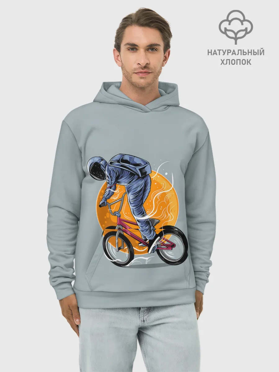 Худи мужской база хлопок / Космический велосипедист