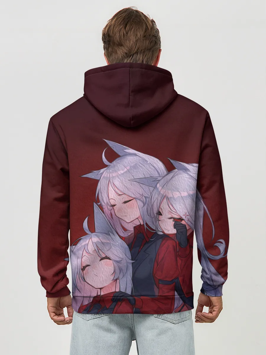 Худи мужской база хлопок / Cerberus обнимаются втроем Helltaker