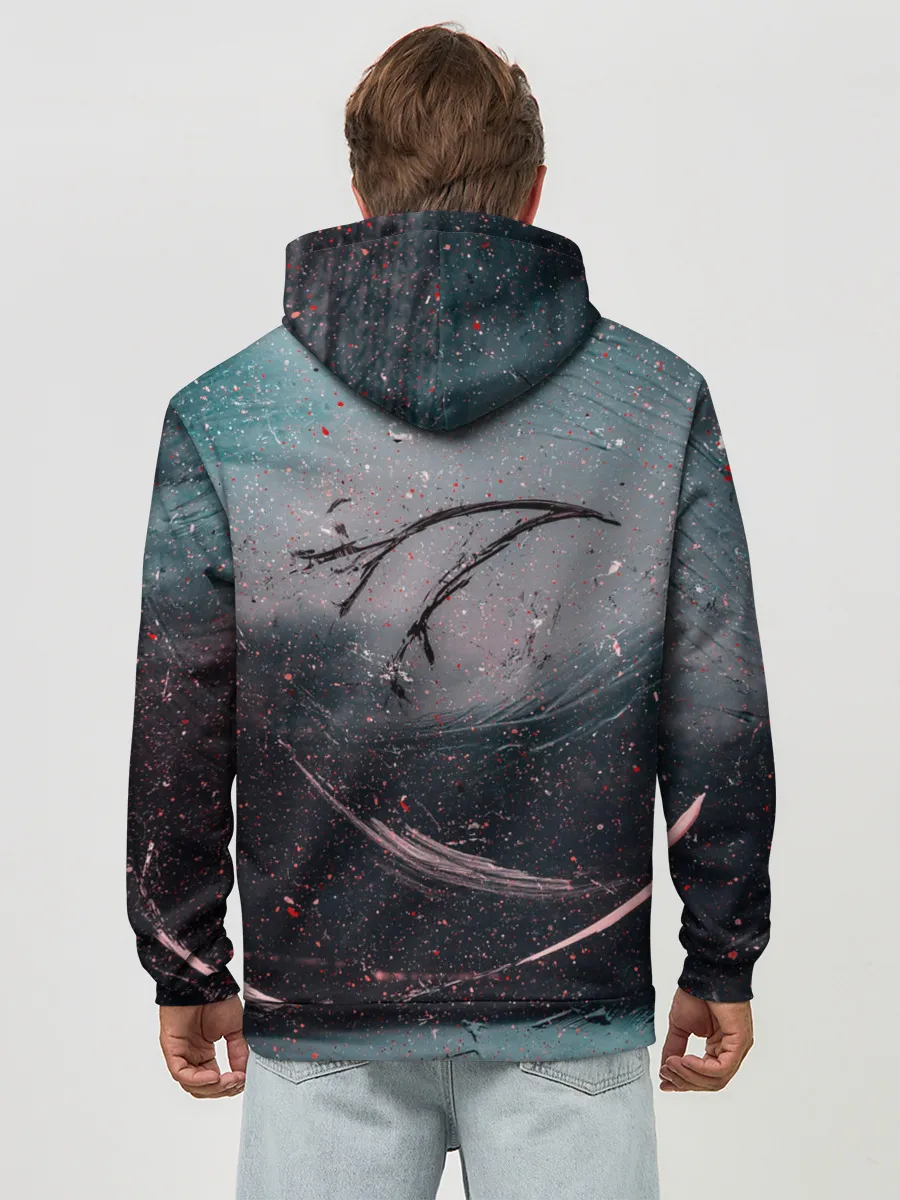 Худи мужской база хлопок / Абстракция краска разводы кап