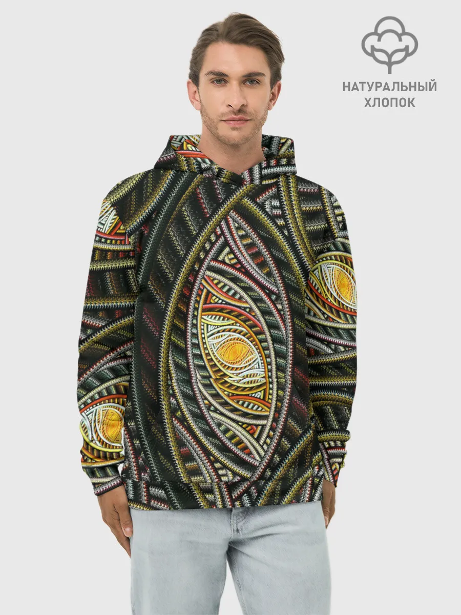 Худи мужской база хлопок / Абстракция глаз узор линии