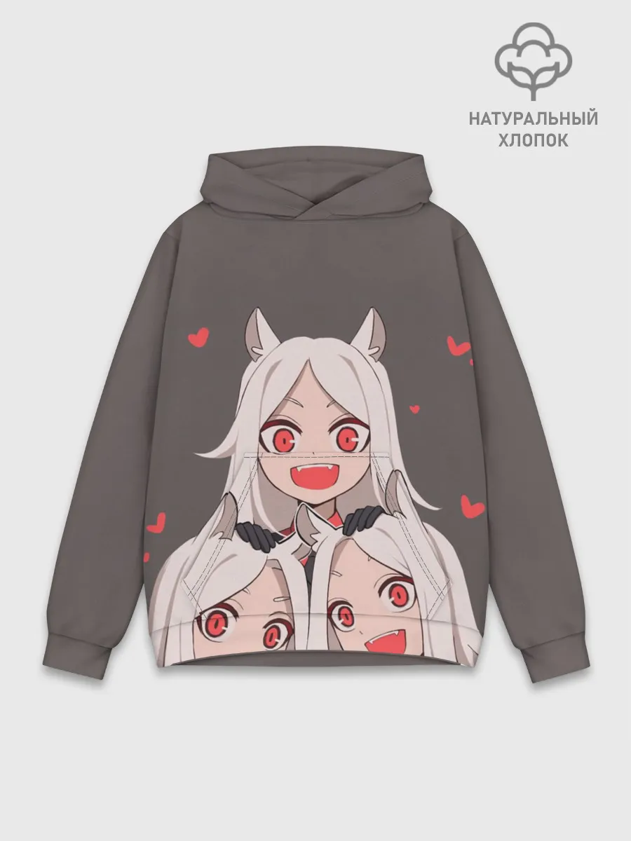 Худи мужской база хлопок / Cerberus с сердечками Helltaker