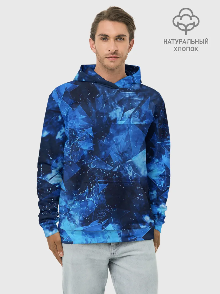 Худи мужской база хлопок / Blue Abstraction