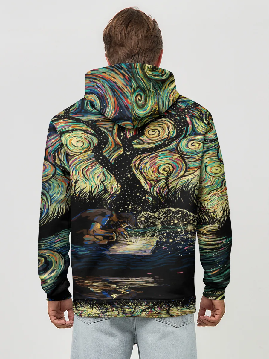 Худи мужской база хлопок / НОЧЬ В ЛЕСУ