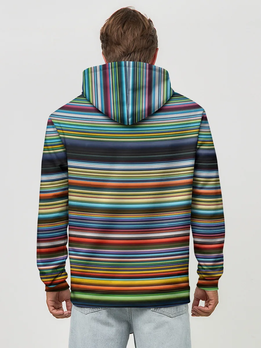 Худи мужской база хлопок / РАзноцыетные линии полосы хаос