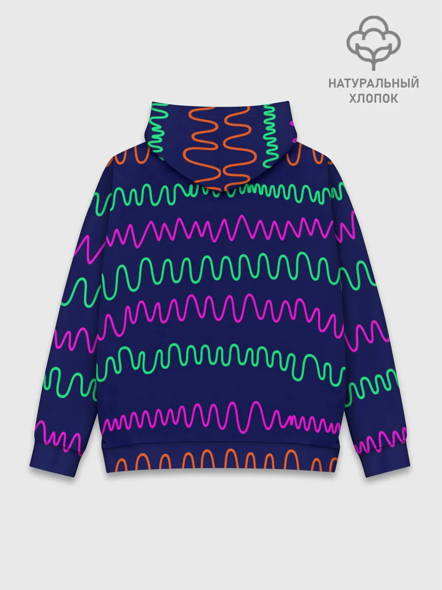 Худи мужской база хлопок / Линии разными ручками на синем