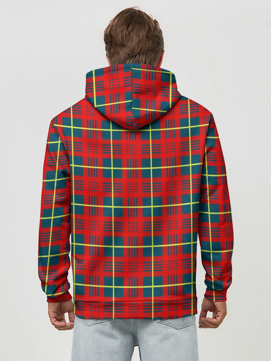 Худи мужской база хлопок / Клетка красная