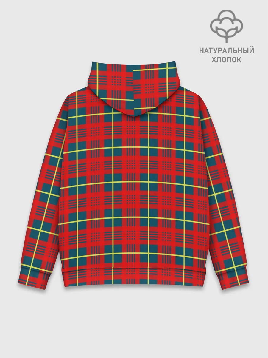 Худи мужской база хлопок / Клетка красная