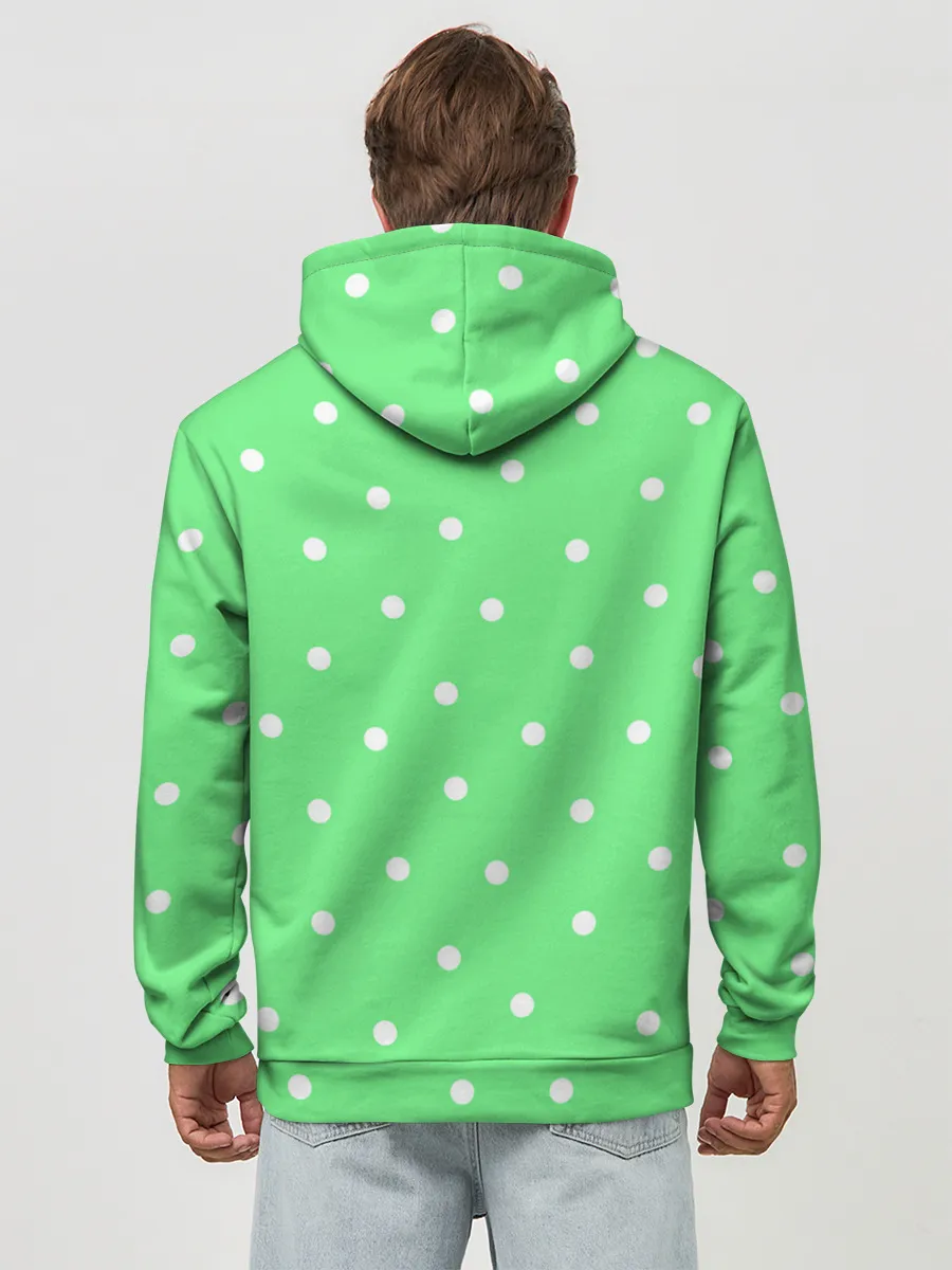 Худи мужской база хлопок / Горошек на зеленом