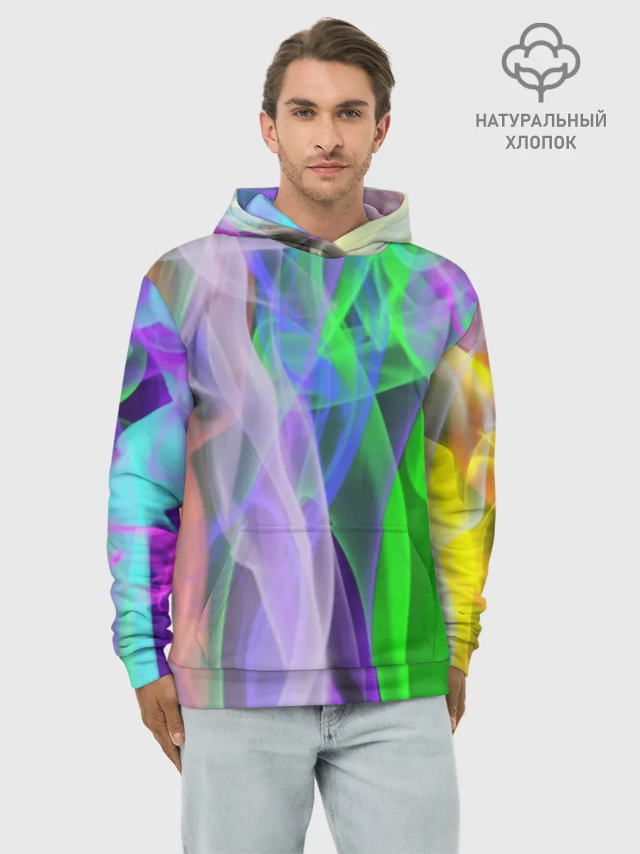 Худи мужской база хлопок / ДЫМ ЦВЕТНОЙ / ОГОНЬ