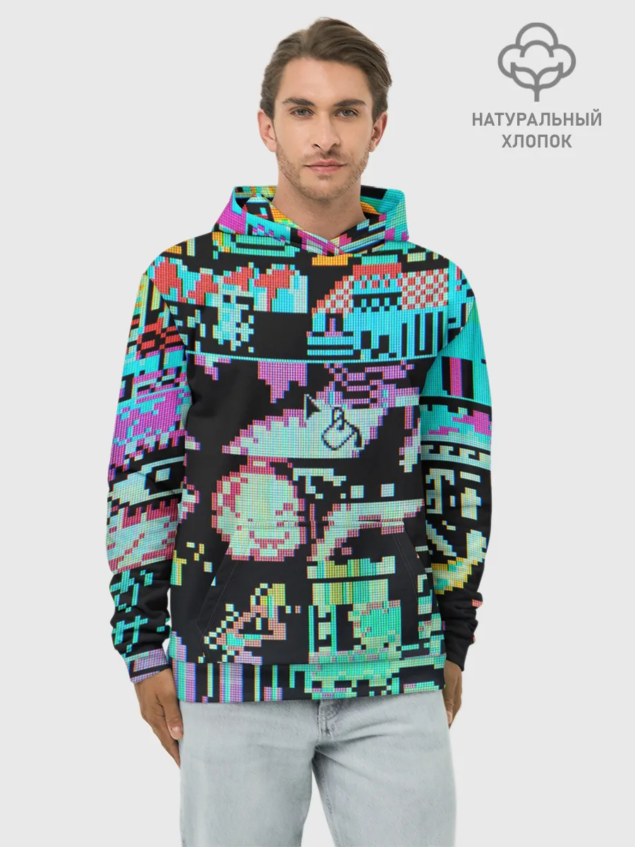 Худи мужской база хлопок / ГЛИТЧ / GLITCH ЗАСТАВКА