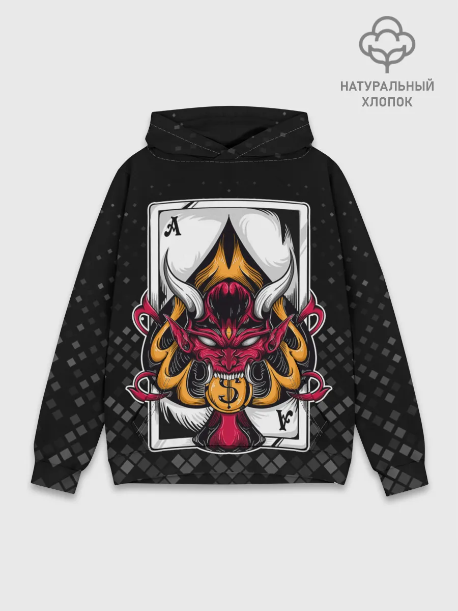 Худи мужской база хлопок / Карточный дьявол