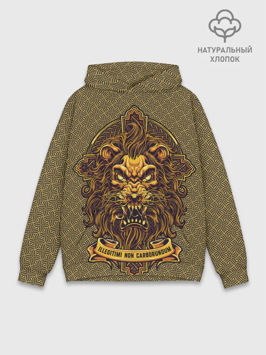 Худи мужской база хлопок / Золотой лев на кресте