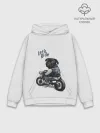 Худи мужской база хлопок / Pug Rider | Байкер Мопс