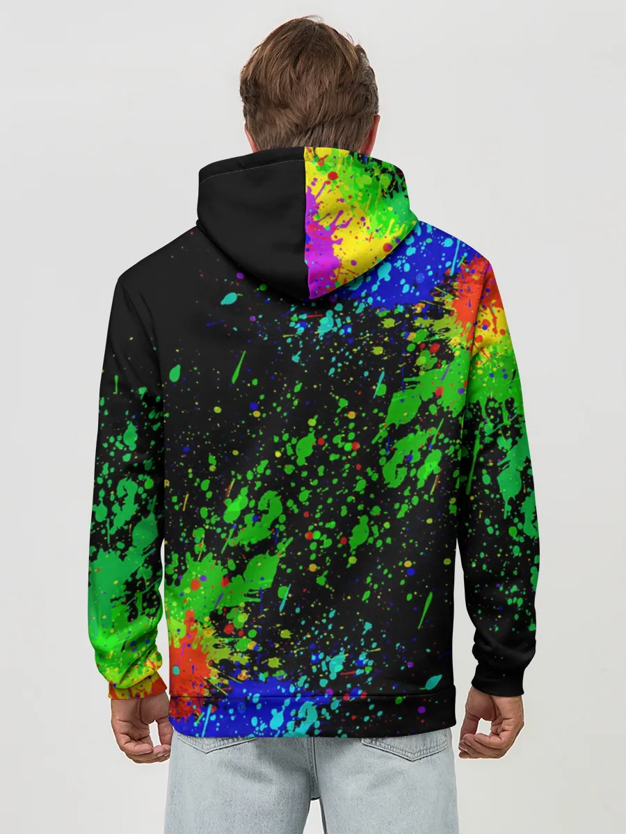 Худи мужской база хлопок / Врывающийся Монки. Радужный фон