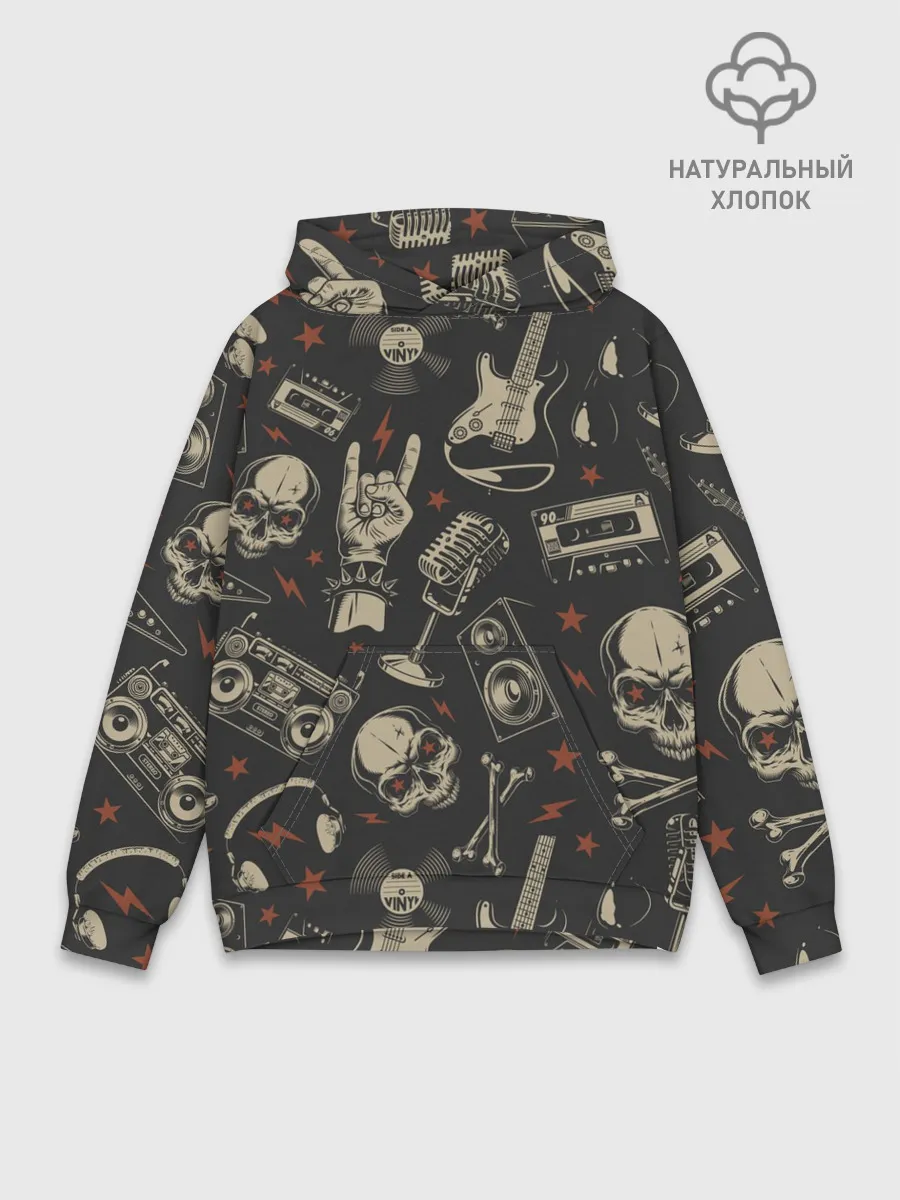 Худи мужской база хлопок / Spotify Рок Черепа
